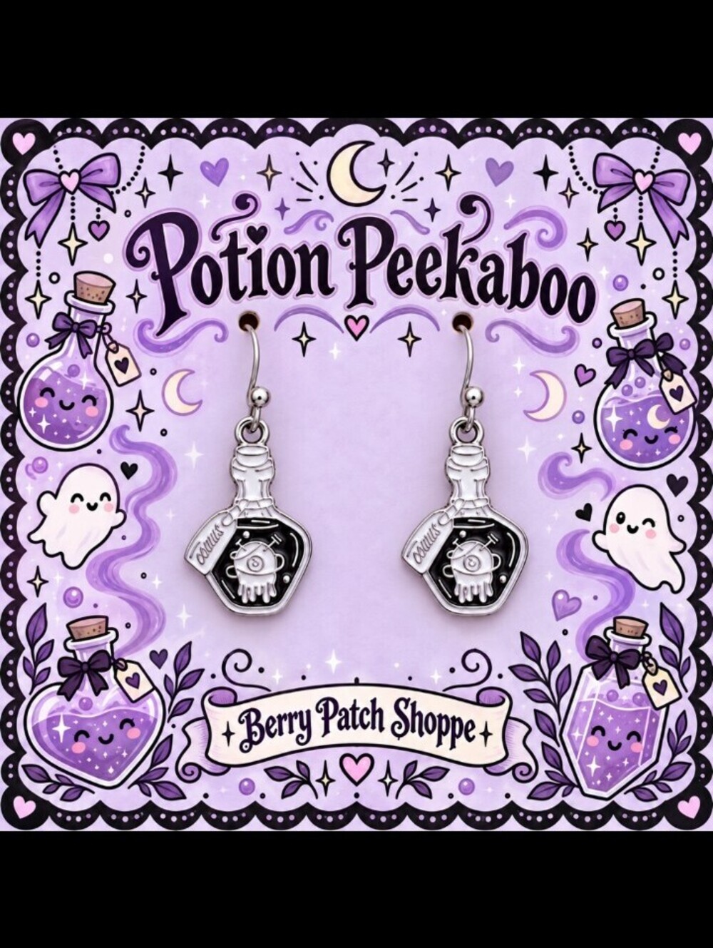 Spooky Witch Spell Book Eyeball Halloween Earrings